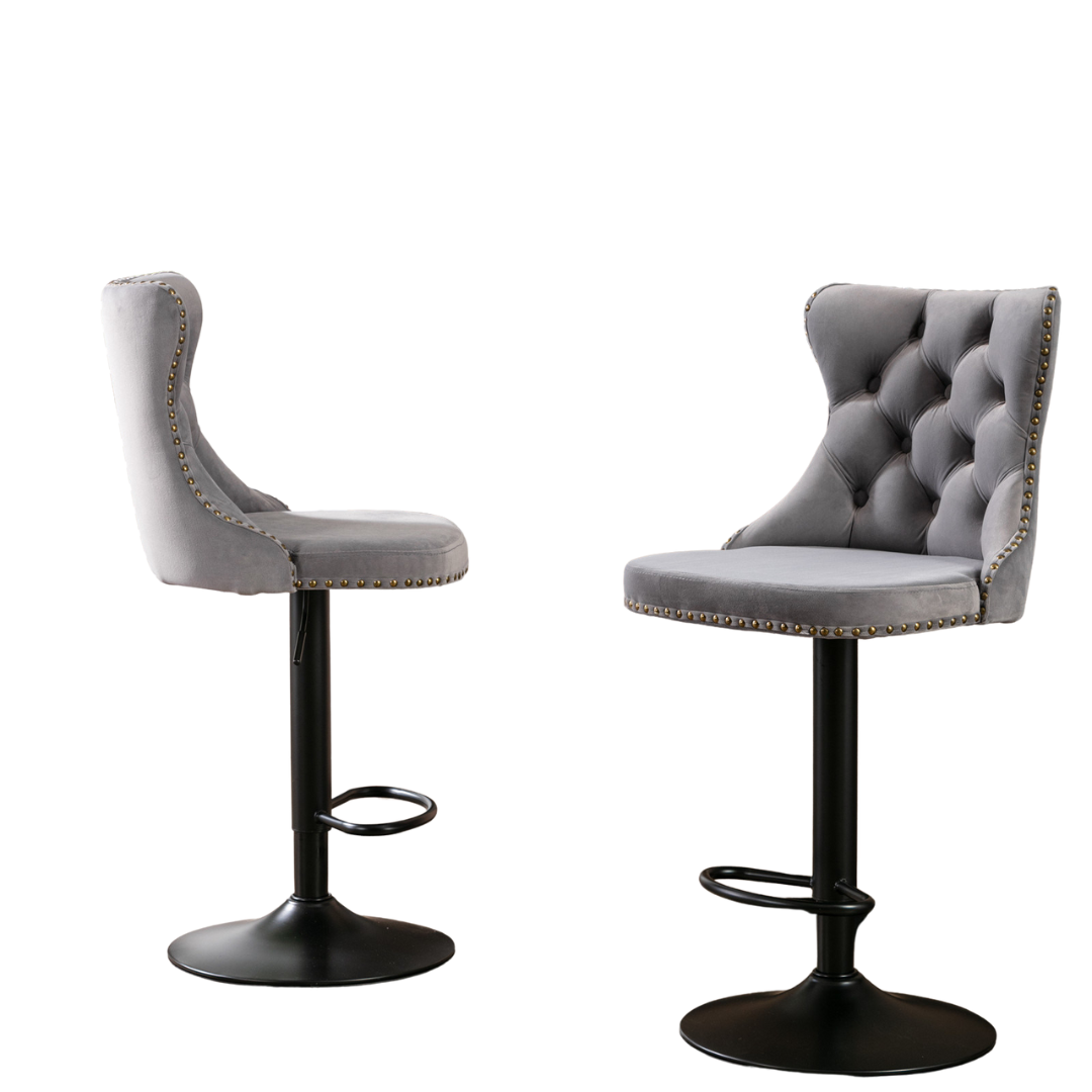 Set of 2 Swivel Velvet Barstools by Blak Hom