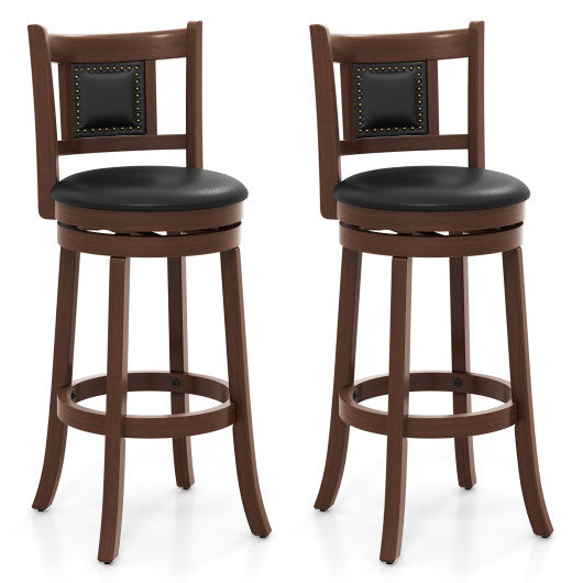 25.5 Inch/30.5 Inch Upholstered Bar Stools Set of 2 with Curved Backrest and Footrest-30.5 Inches