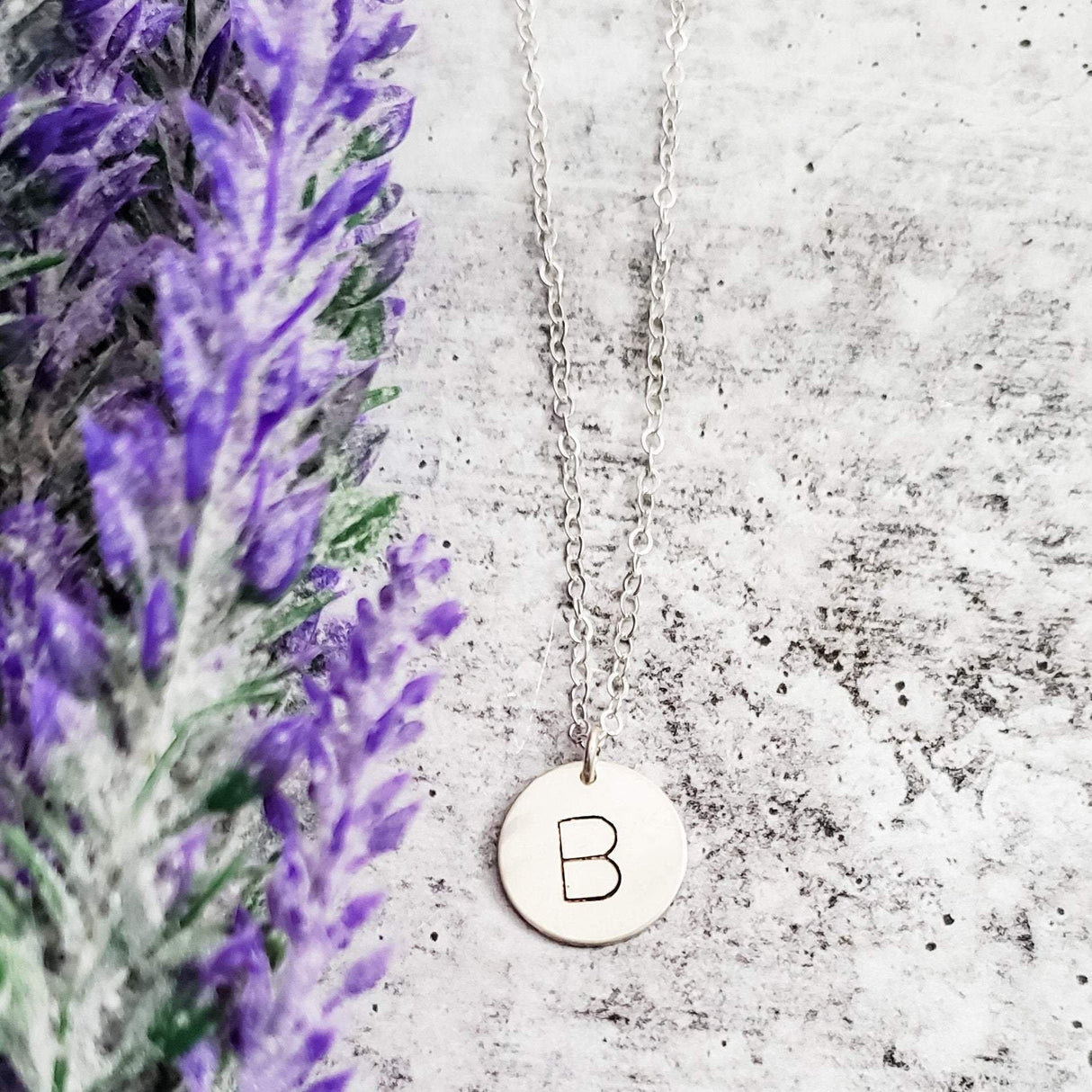 Uppercase Initial Circle Disc Necklace by Salt and Sparkle