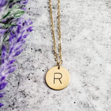 Uppercase Initial Circle Disc Necklace by Salt and Sparkle