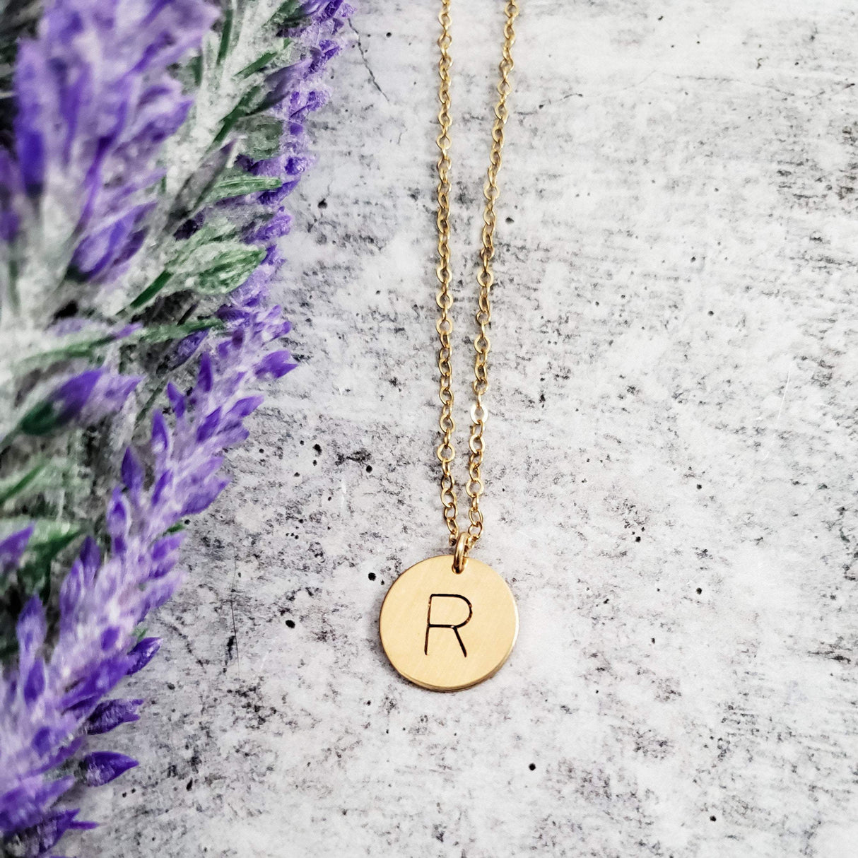 Uppercase Initial Circle Disc Necklace by Salt and Sparkle