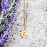 Uppercase Initial Circle Disc Necklace by Salt and Sparkle