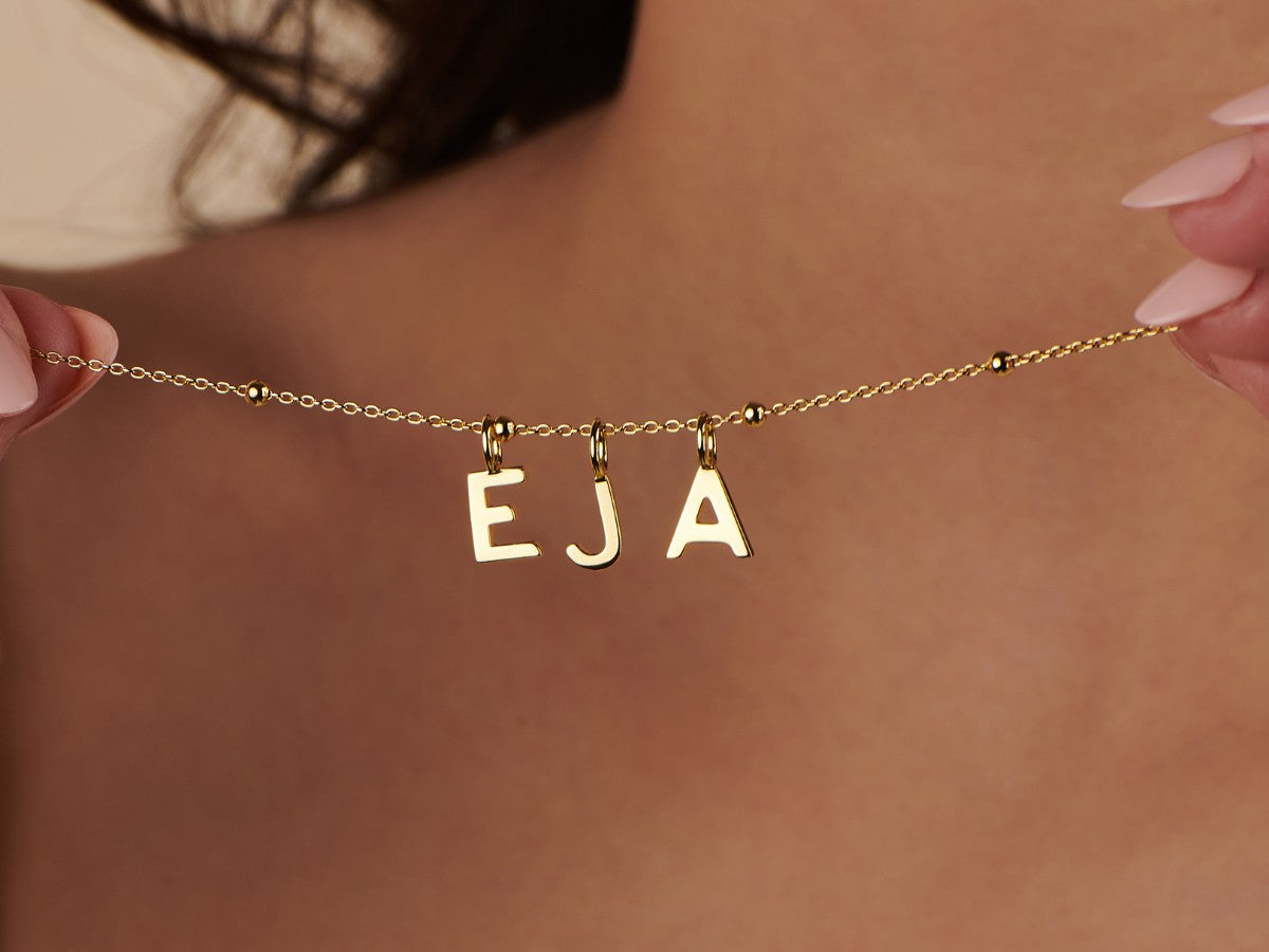 Initial Capital Letter Necklace by Little Sky Stone