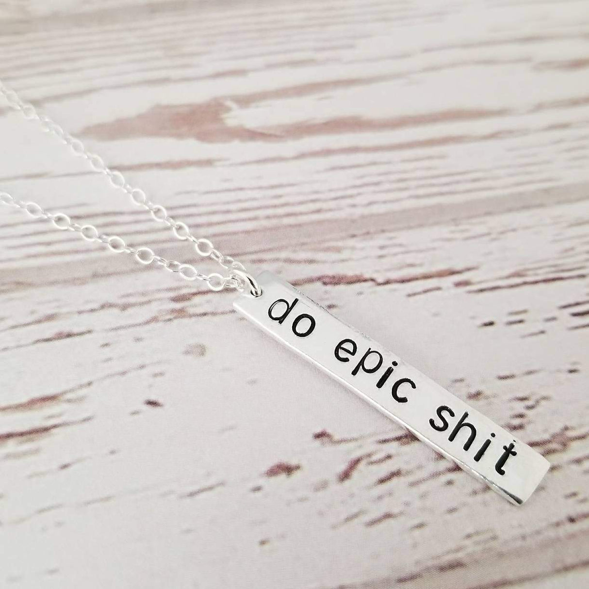 VEGAN Silver Vertical Bar Necklace by Salt and Sparkle