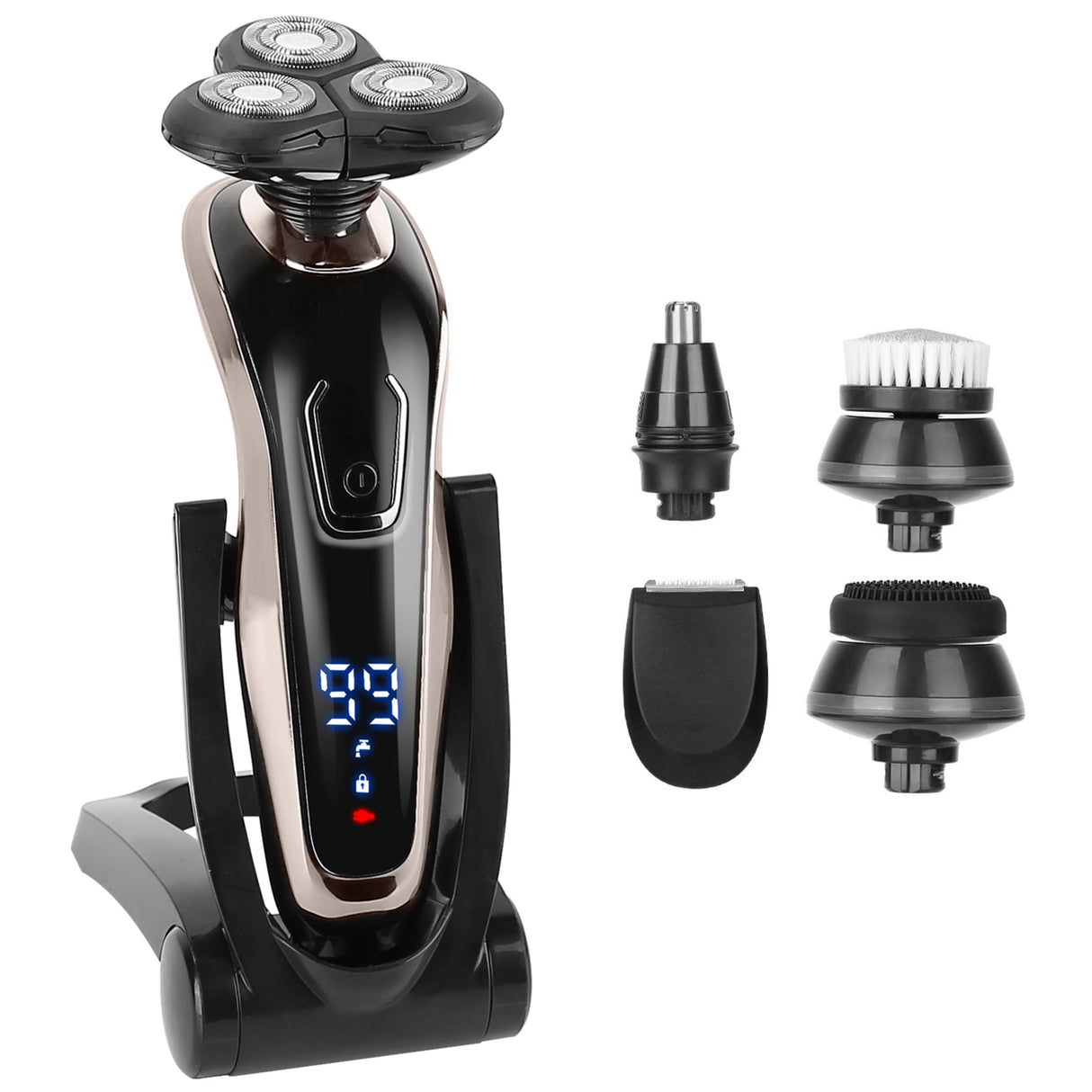 5 In 1 Electric Razor Shaver Rechargeable Cordless Head Beard Trimmer Shaver Kit IPX6 Waterproof Dry Wet Grooming Kit