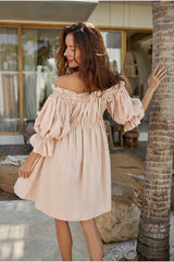 Vacay Off Shoulder Cotton Mini Dress by ELF