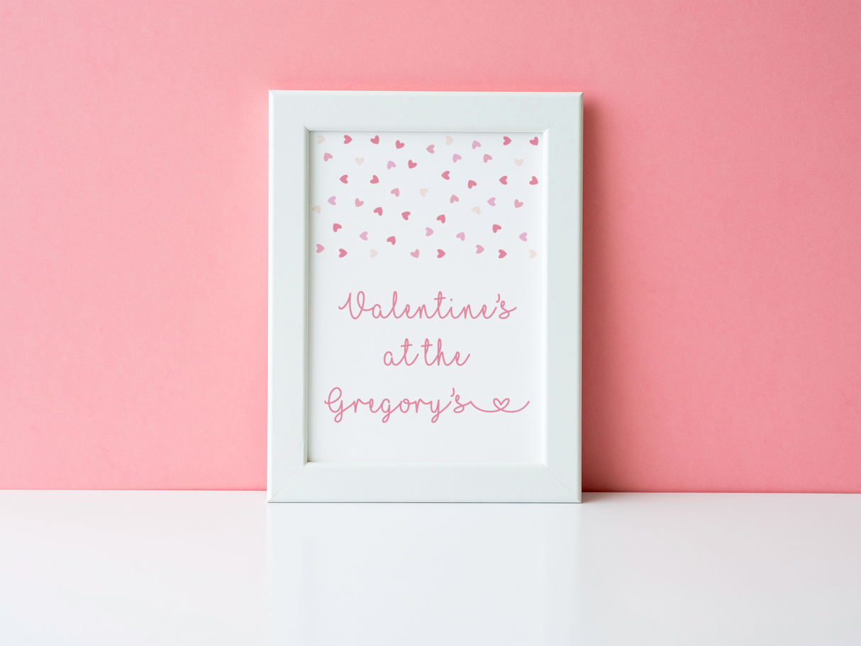 Valentine's At Surname Hearts Valentine's Day Home Wall Decor Print by WinsterCreations™ Official Store