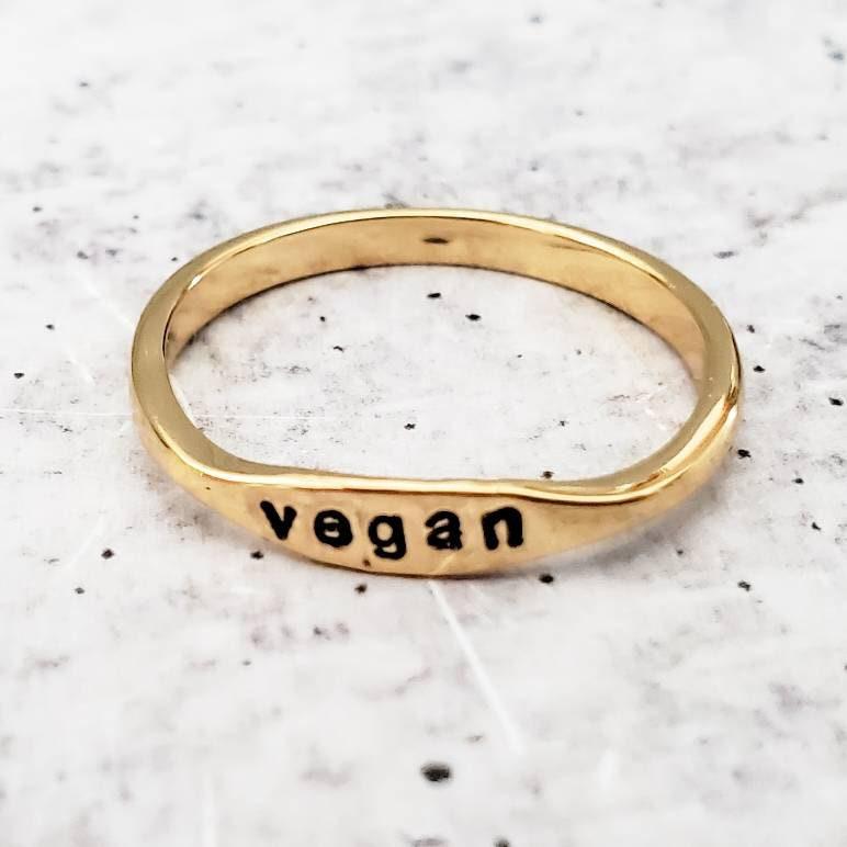 Vegan Dainty Gold Ring by Salt and Sparkle