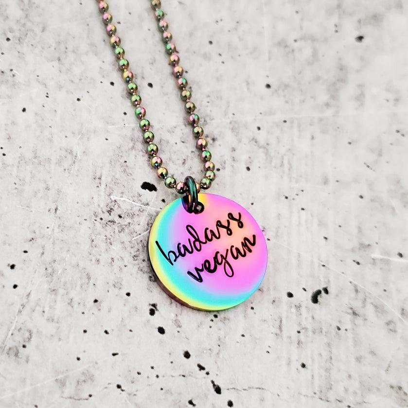 Vegan Rainbow Pendant Necklace by Salt and Sparkle