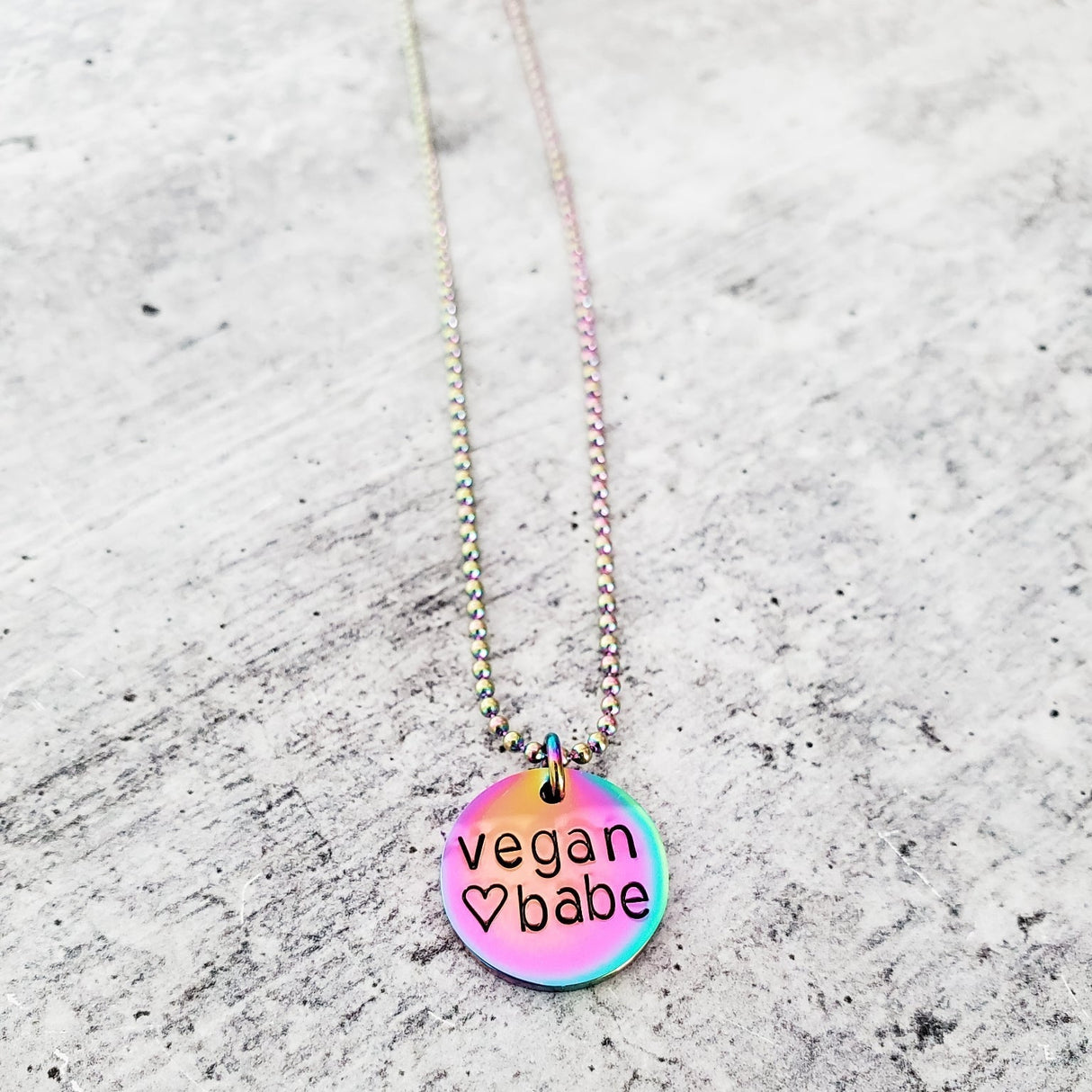 Vegan Rainbow Pendant Necklace by Salt and Sparkle