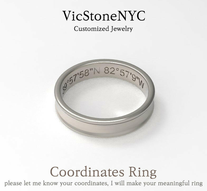 Coordinates Engraving Ring by VicStoneNYC Fine Jewelry