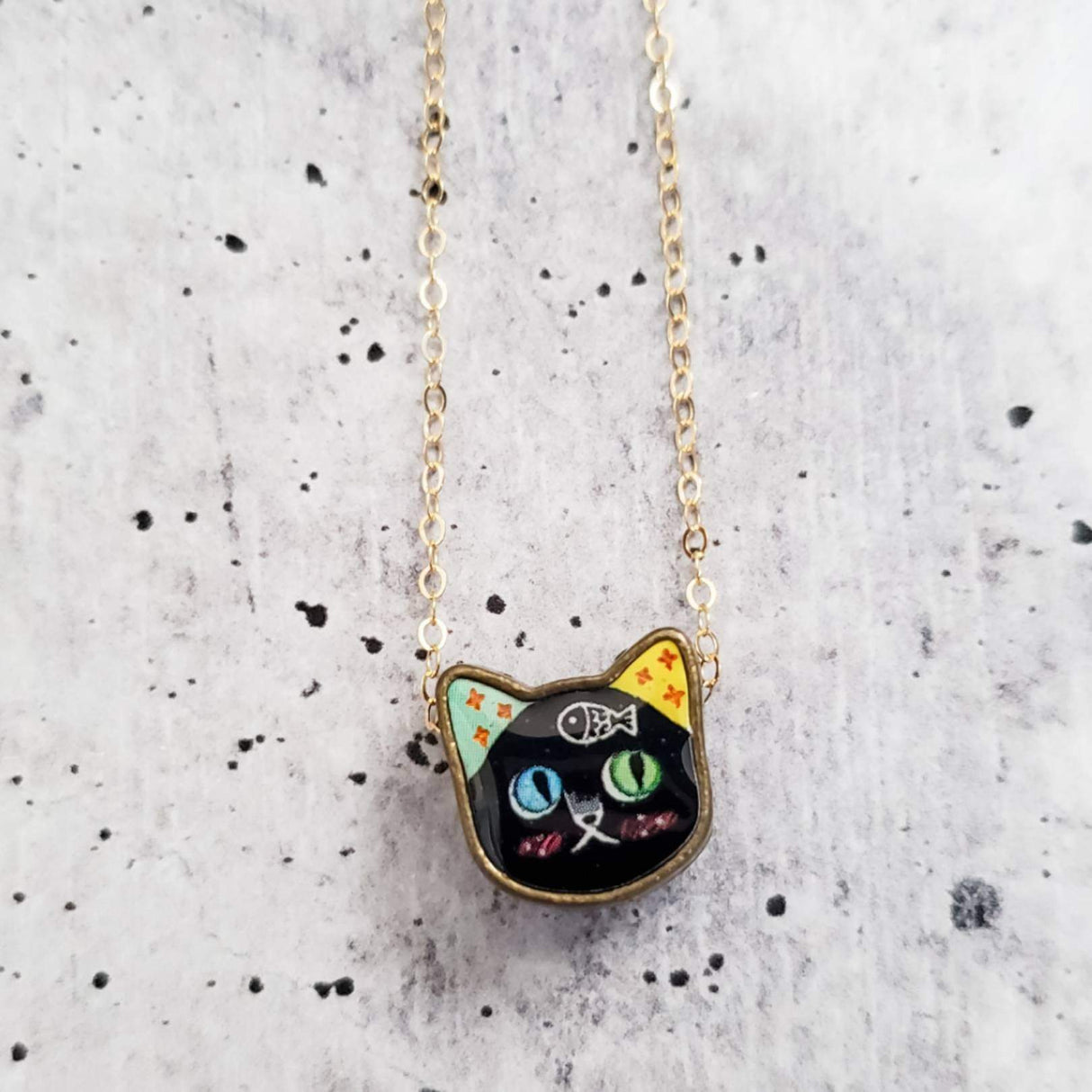 Vintage Style Kawaii Kitty Charm Necklace by Salt and Sparkle