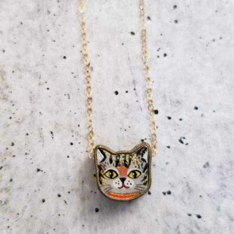 Vintage Style Kawaii Kitty Charm Necklace by Salt and Sparkle