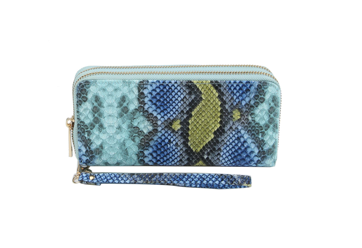 Fashion Double Zip Serpentine Decor Wallet by hfstylish