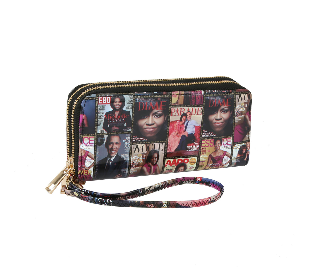 Michell Obama Printed Double Zipper Pocket Wallet by hfstylish