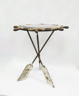 Wheel Table made of Wood, Glass & Metal Paddle Legs - Coastal Decor Coffee Table and End Table by Peterson Housewares & Artwares