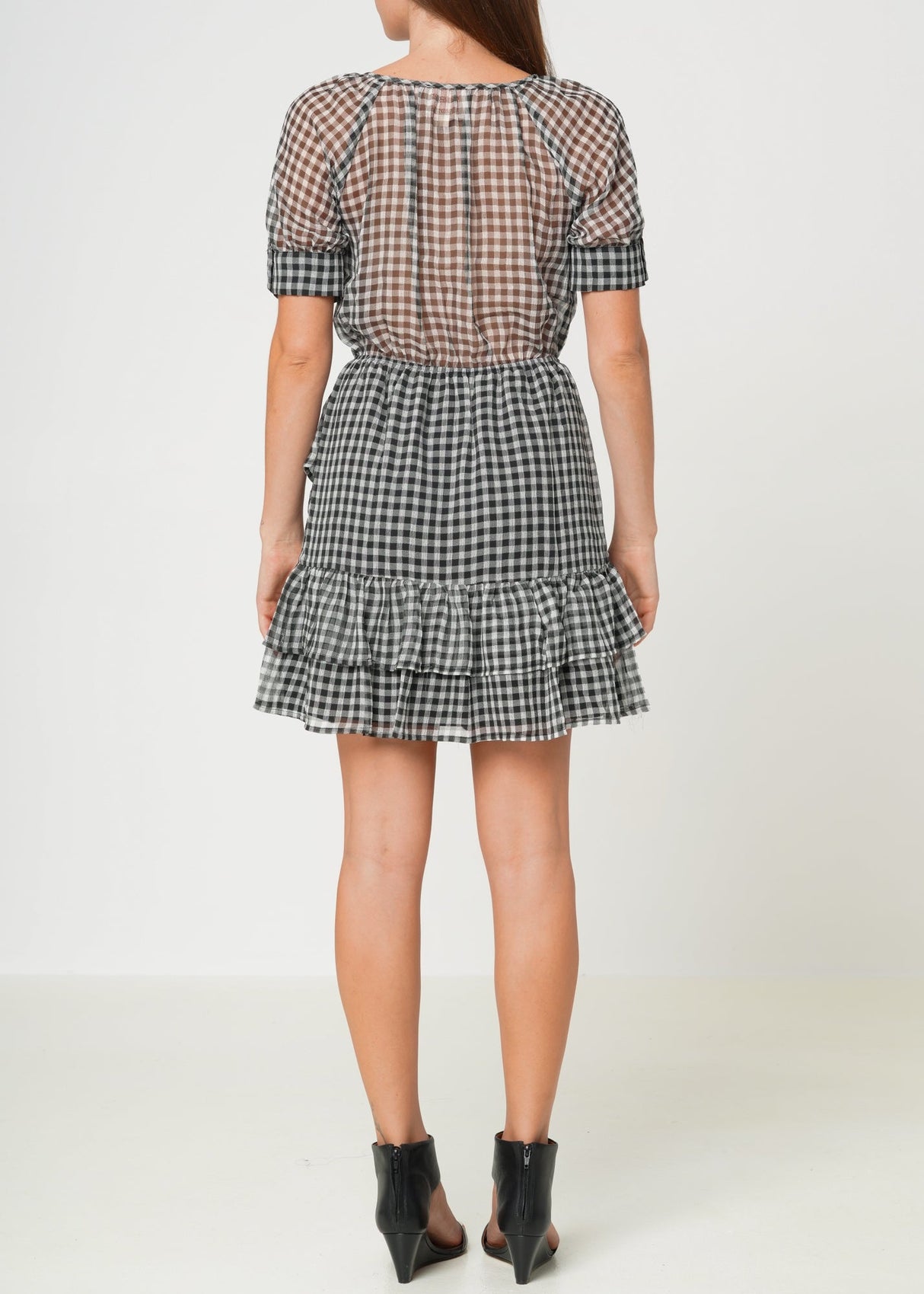 Women's Crinkle Chiffon Gingham in Black by Shop at Konus