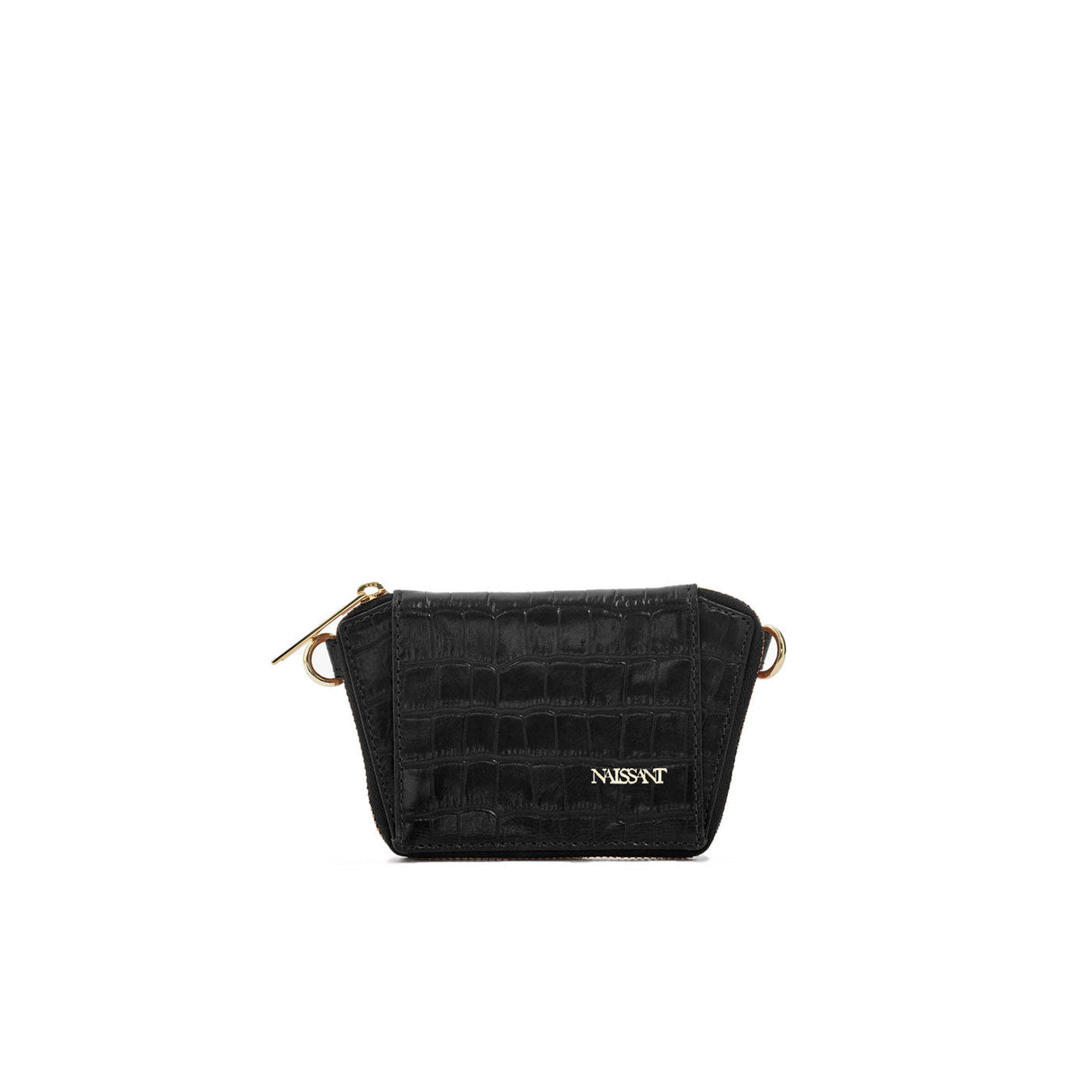 Paloma Box Bag + Celeste Wallet in Black Croc by Naissant NYC