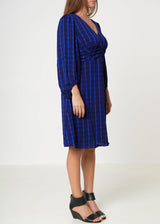 V-neck Checkered Dress in Night Plaid by Shop at Konus