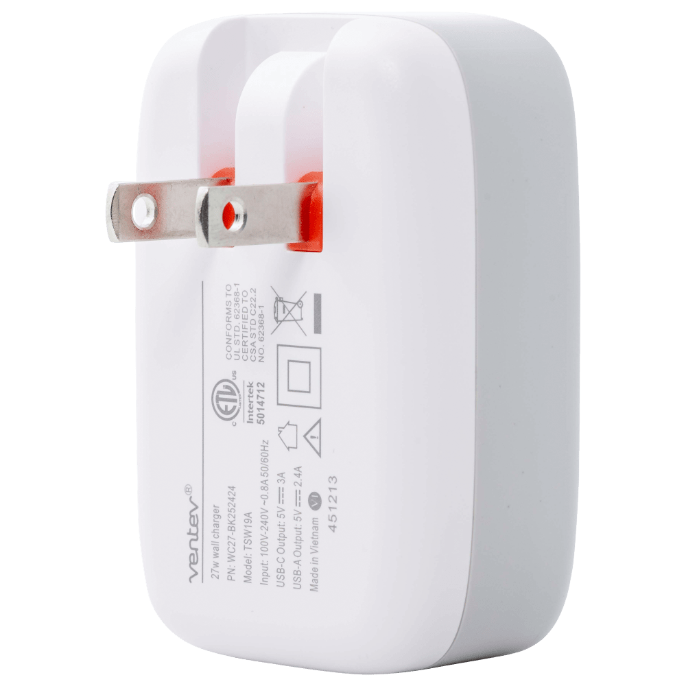 Ventev 27W Dual USB C and USB A Wall Charger by Ventev