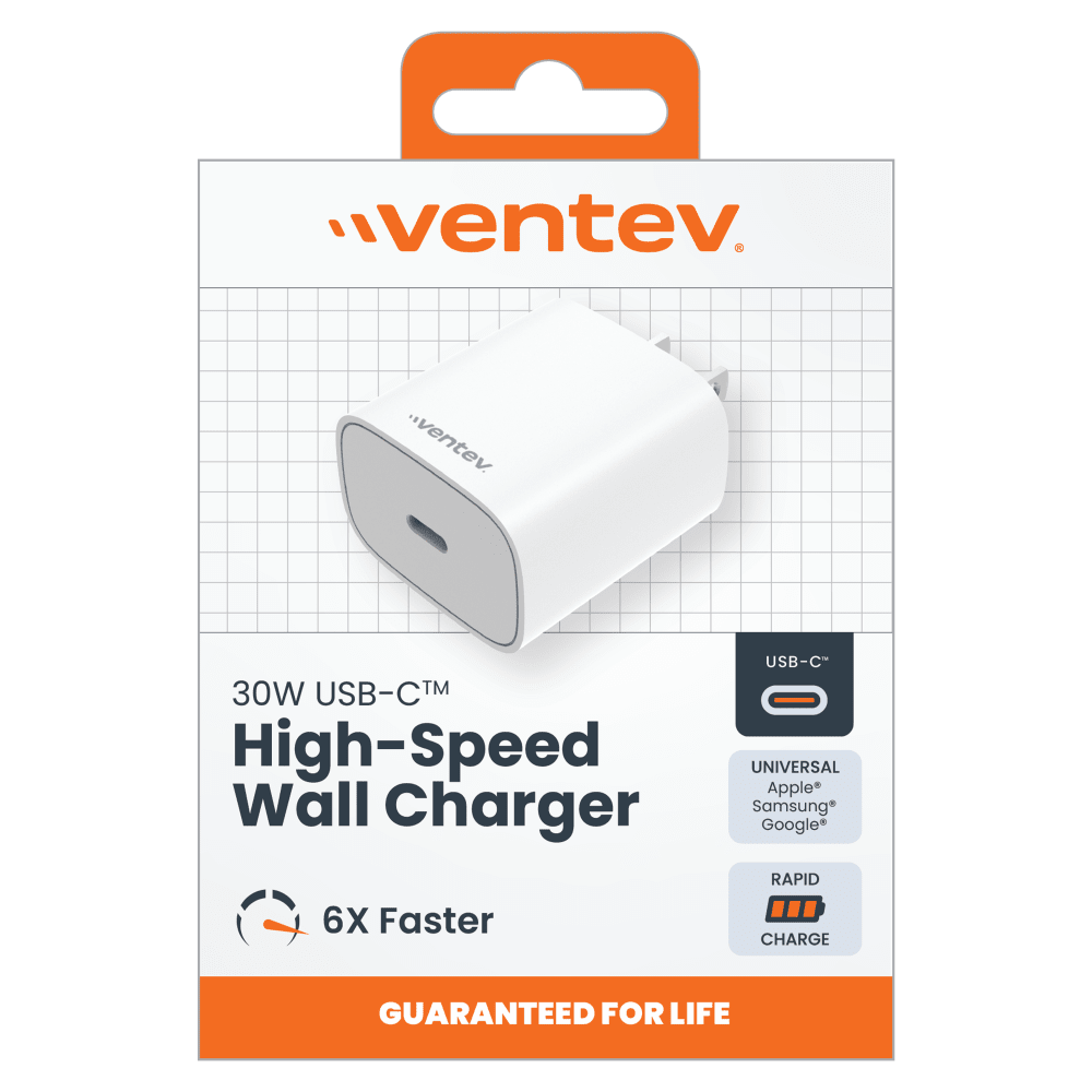 Ventev 30W ULTRAFAST USB C Universal Wall Charger White by Ventev