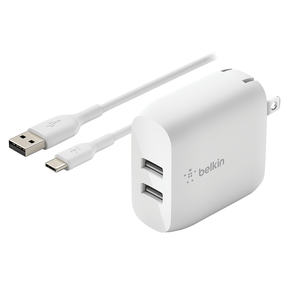 Belkin Dual Port USB A 24W Wall Charger with USB A to USB C Cable 3ft by Belkin