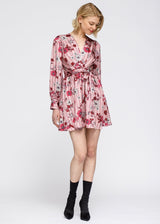 Women's Pajama floral Satin Wrap Front Flared Dress by Shop at Konus