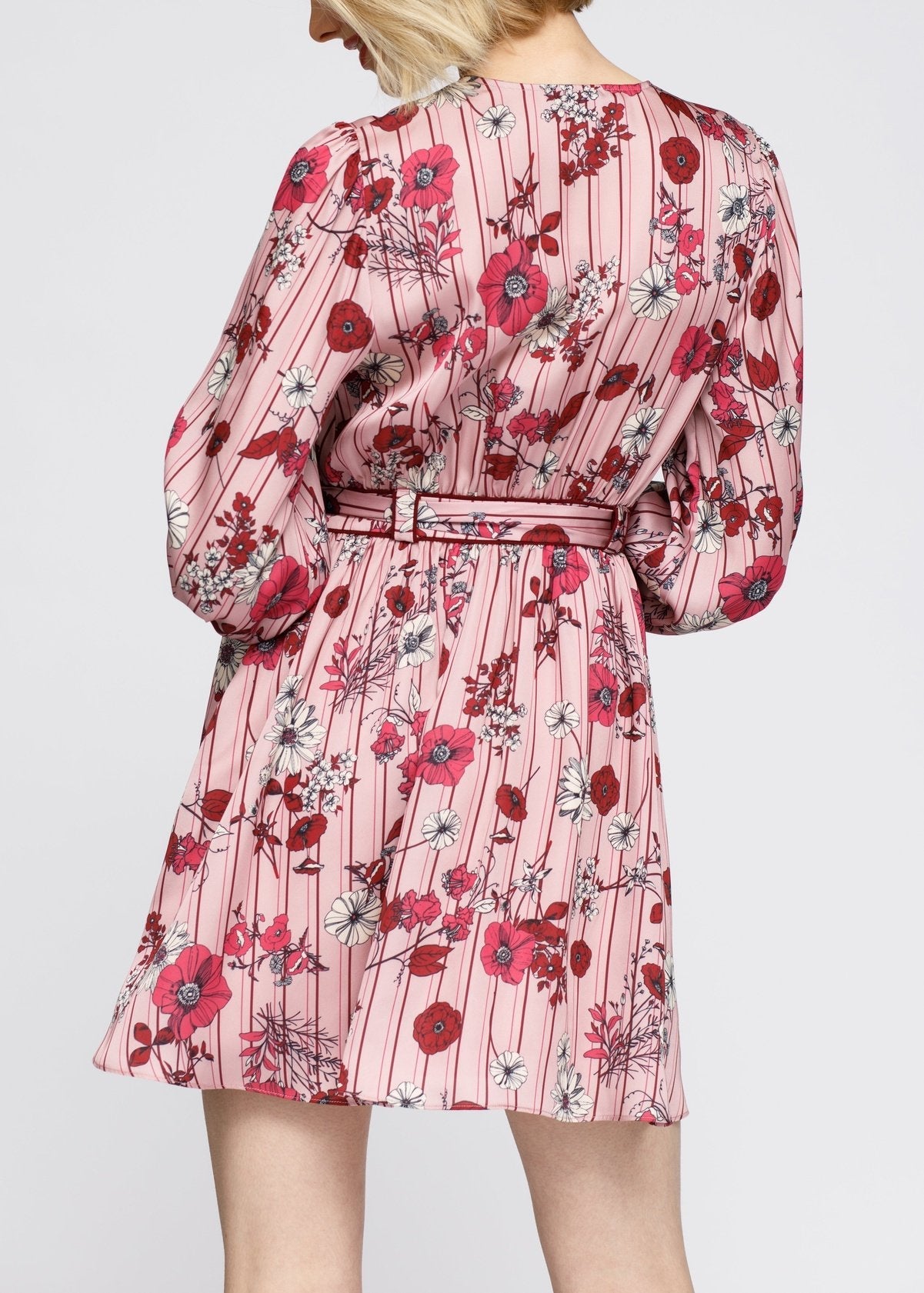 Women's Pajama floral Satin Wrap Front Flared Dress by Shop at Konus