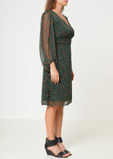 Women's V-neck Midi Dress in Leopard Hunt by Shop at Konus