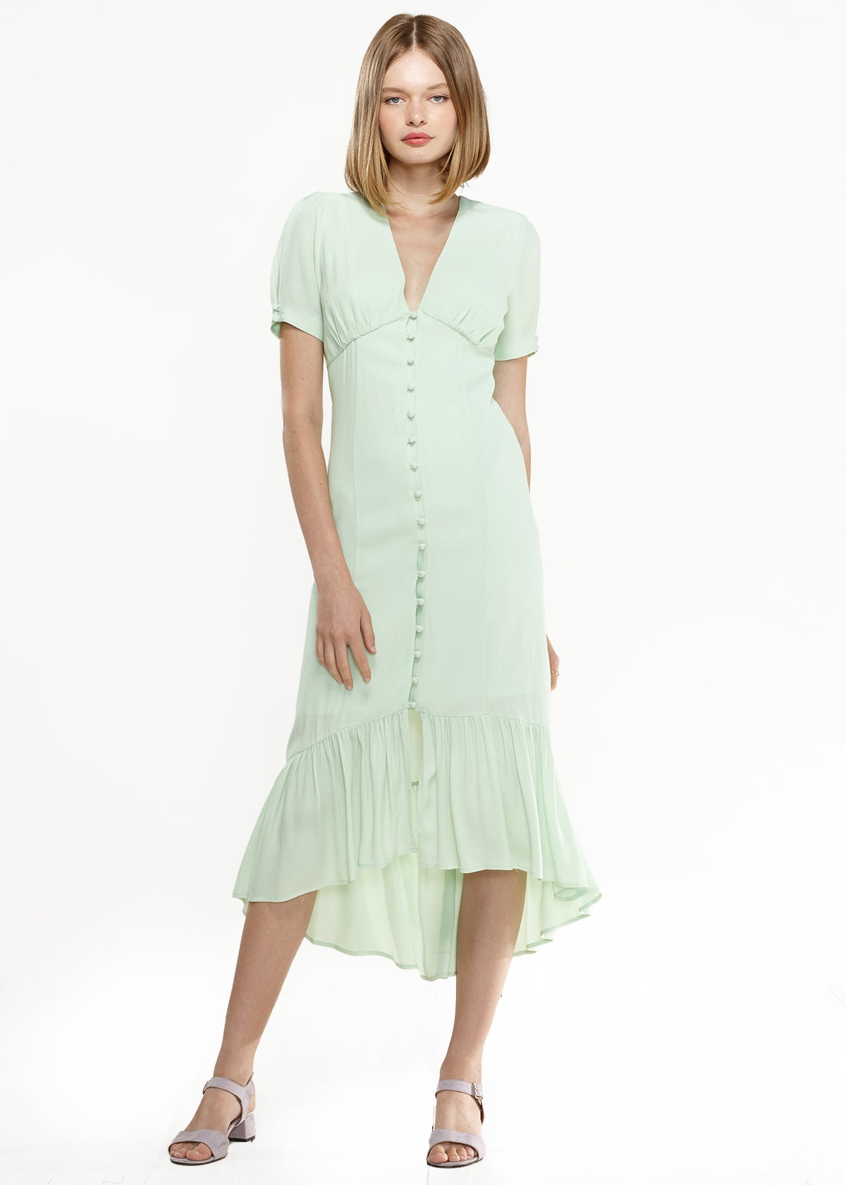 V-Neck Mermaid Button Down Maxi Dress by Shop at Konus