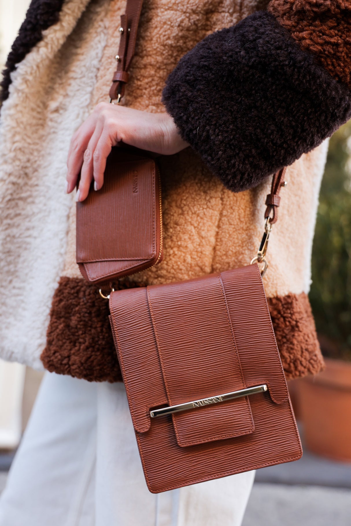 Paloma Box Bag + Celeste Wallet in Cappuccino by Naissant NYC