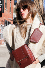 Paloma Box Bag + Celeste Wallet in Wine by Naissant NYC