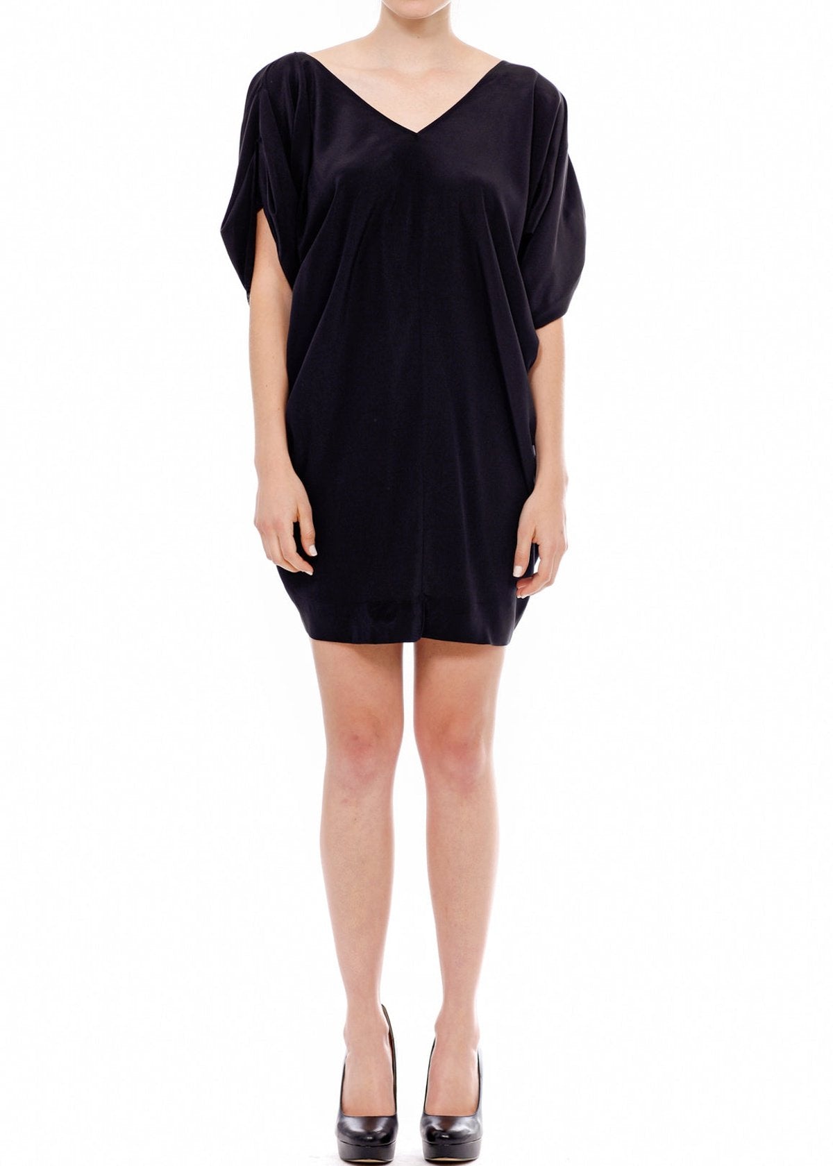 Women's 100% Silk Wide V Neck Dress by Shop at Konus