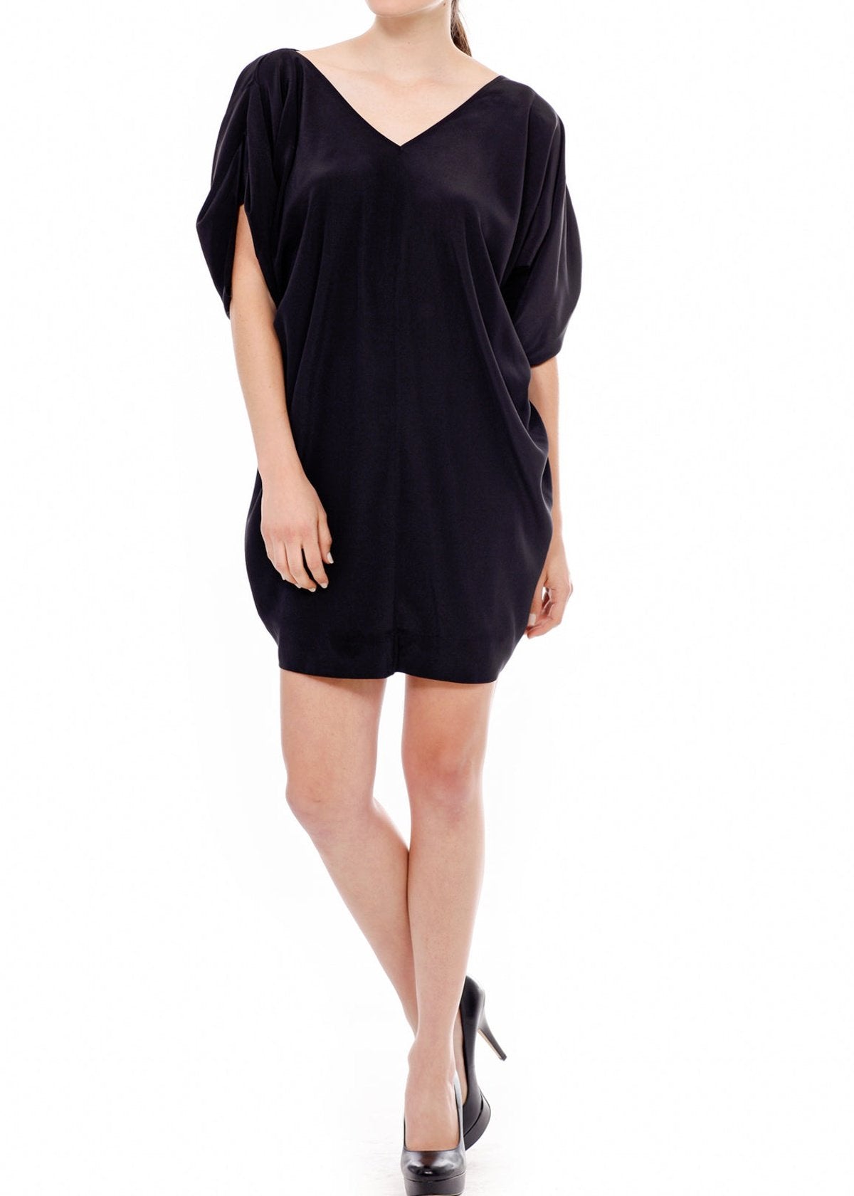 Women's 100% Silk Wide V Neck Dress by Shop at Konus