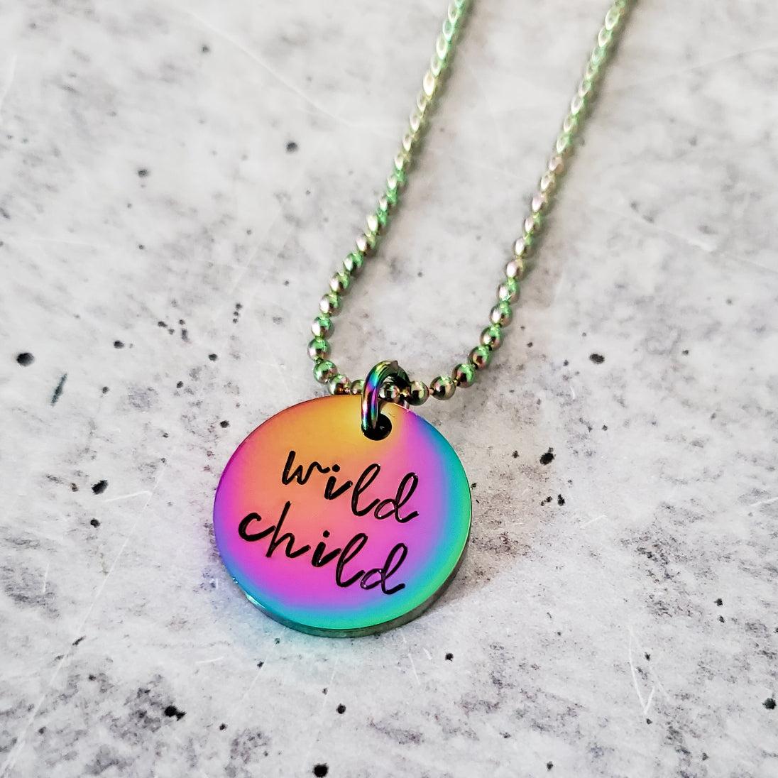 WILD CHILD Rainbow Pendant Necklace by Salt and Sparkle