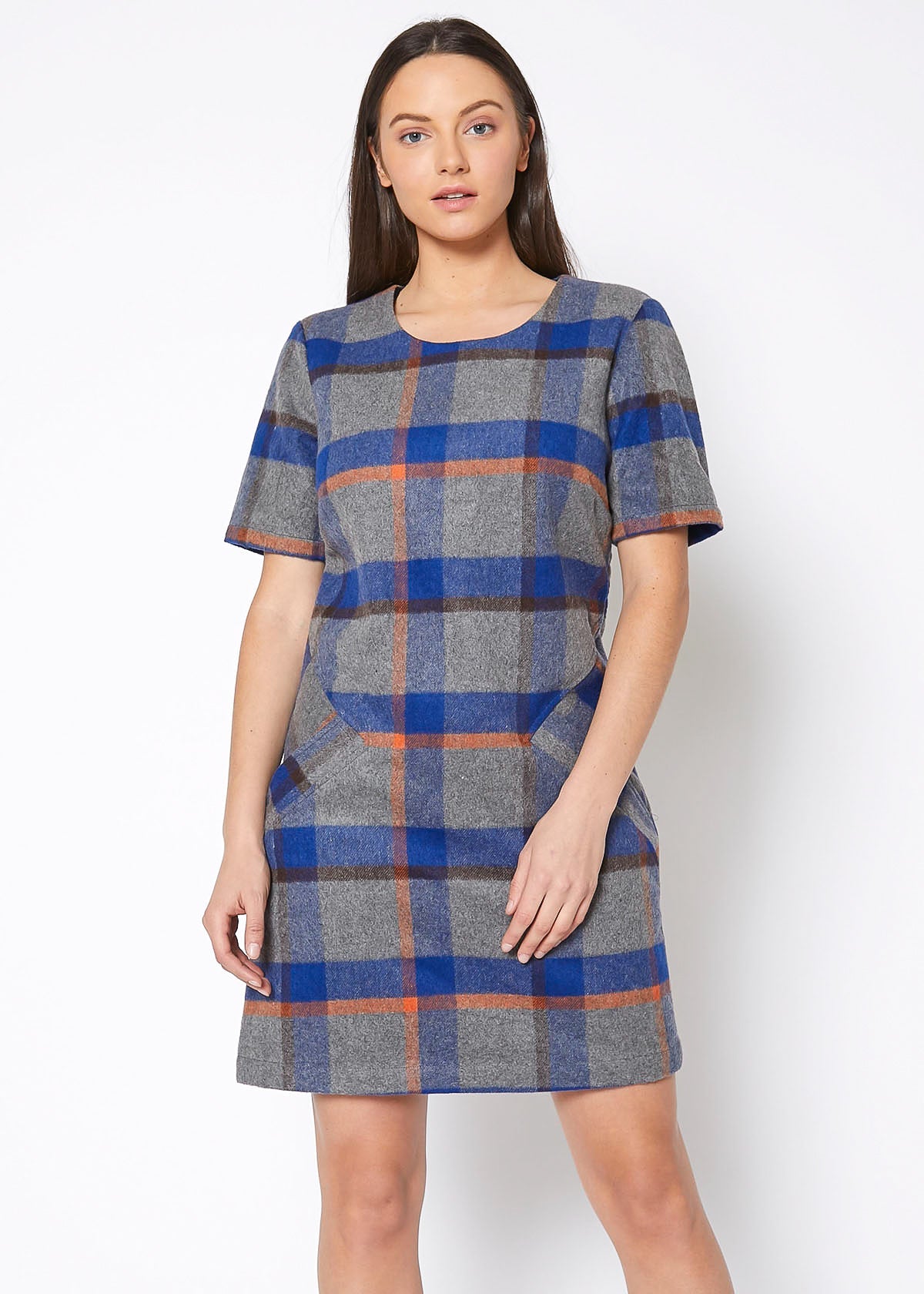 Buffalo Plaid Wool Blend Tee Dress by Shop at Konus