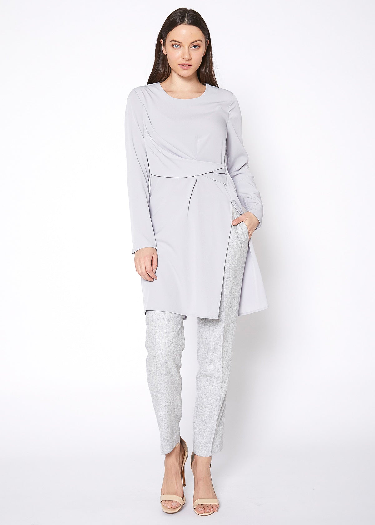 Slit Hem Twist Front Dress by Shop at Konus