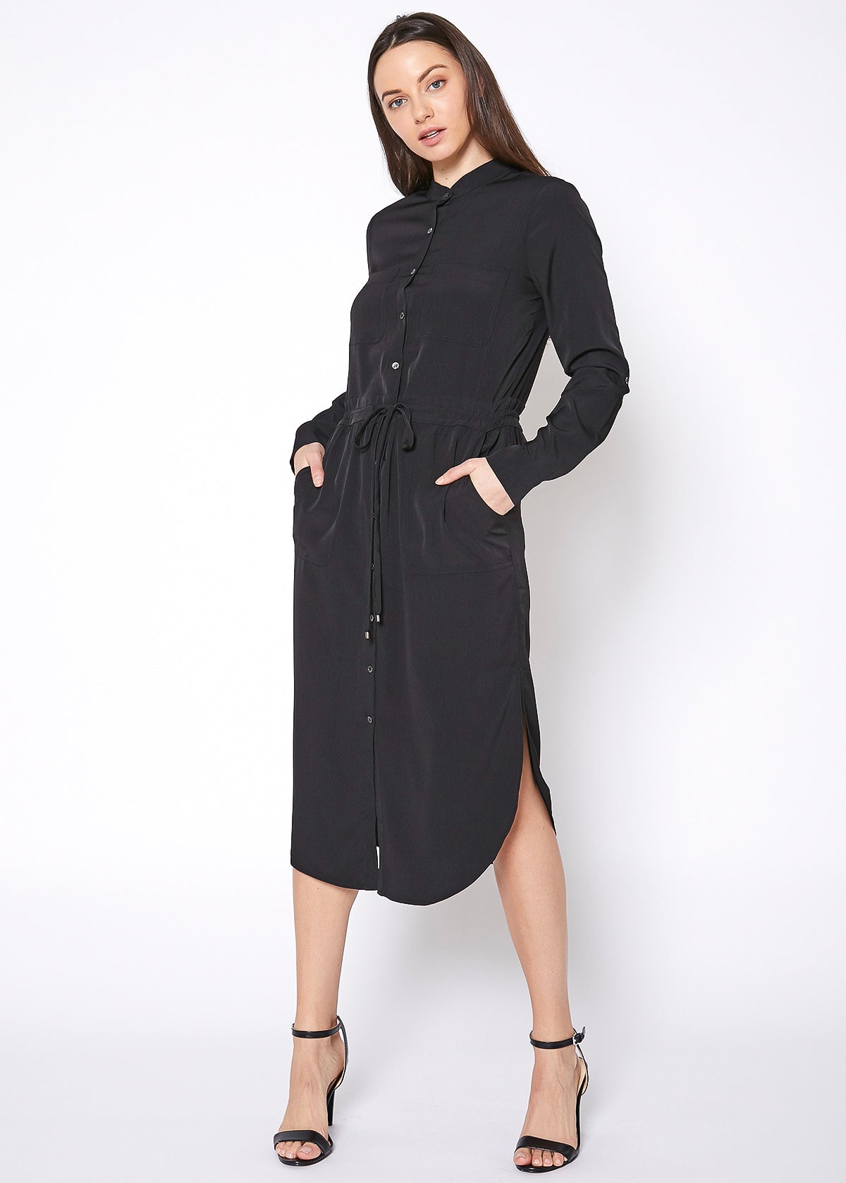 Women's Long Mock Neck Shirt Dress by Shop at Konus