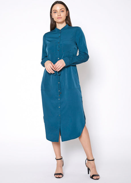 Women's Long Mock Neck Shirt Dress by Shop at Konus