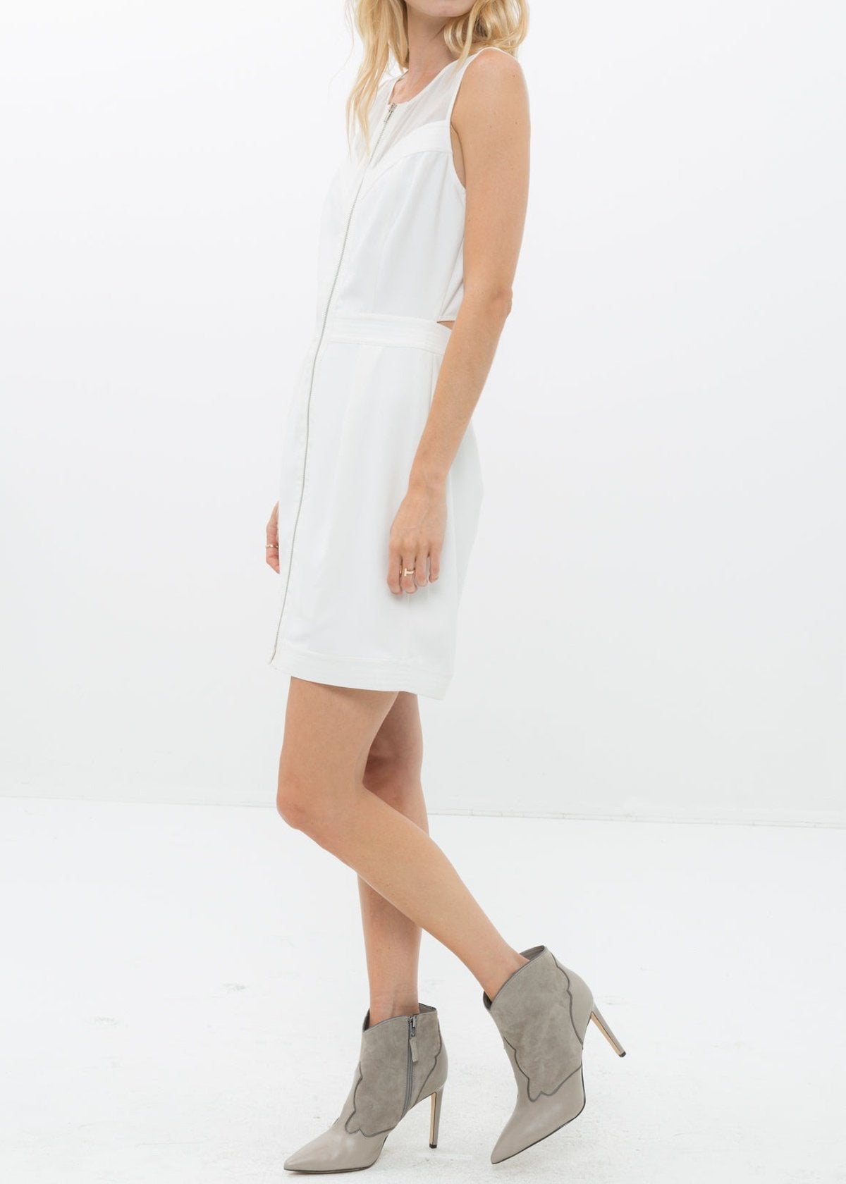 Women's Sleeveless Mesh Front Zipper Dress by Shop at Konus