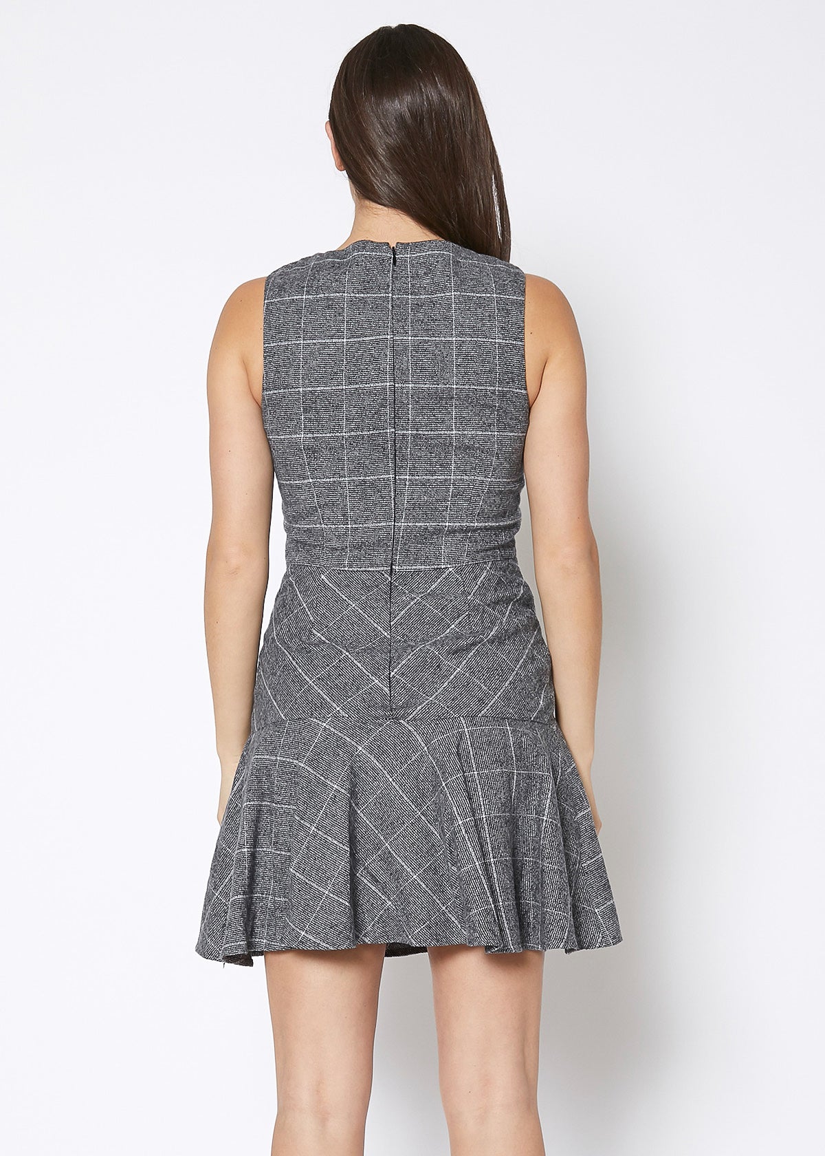 Women's Fit & Flare Tank Dress In Gray Plaid by Shop at Konus