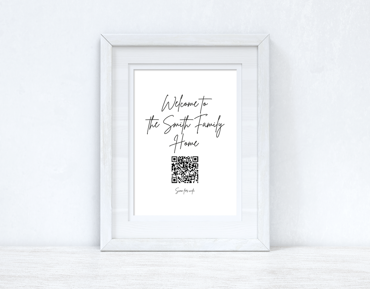 Welcome To The Surname Family Home Wifi QR Scan Home Wall Decor Print by WinsterCreations™ Official Store