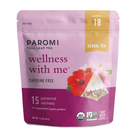 Organic Wellness With Me Herbal Tea, Caffeine Free, in Pyramid Tea Bags by Paromi Tea