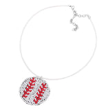 Felt Back Seed Beaded Baseball Pendant Necklace by Madeline Love