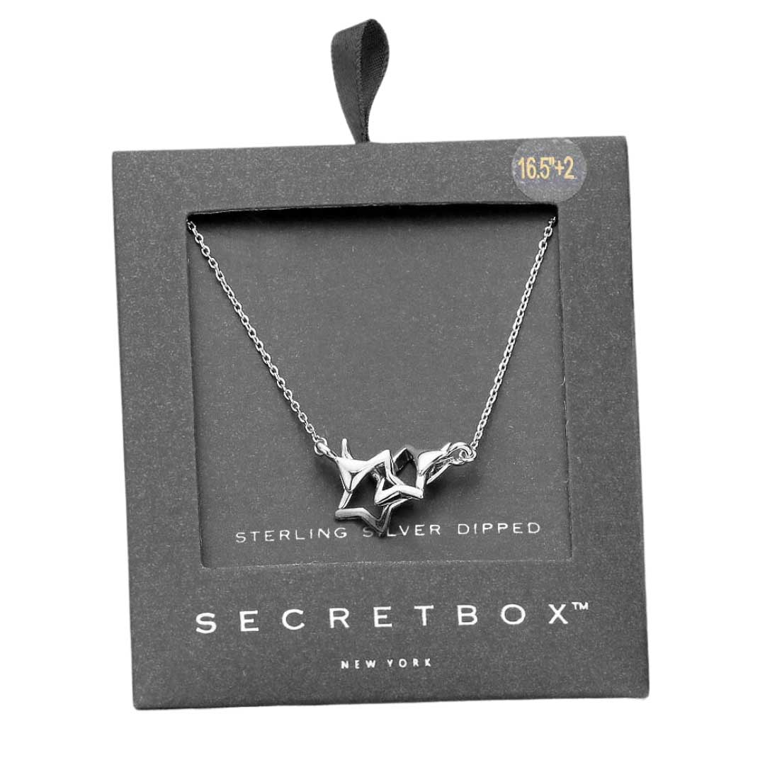 Secret Box Sterling Silver Dipped Star Link Pendant Necklace by Madeline Love