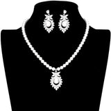 Pearl Centered Rhinestone Embellished Metal Jewelry Set by Madeline Love