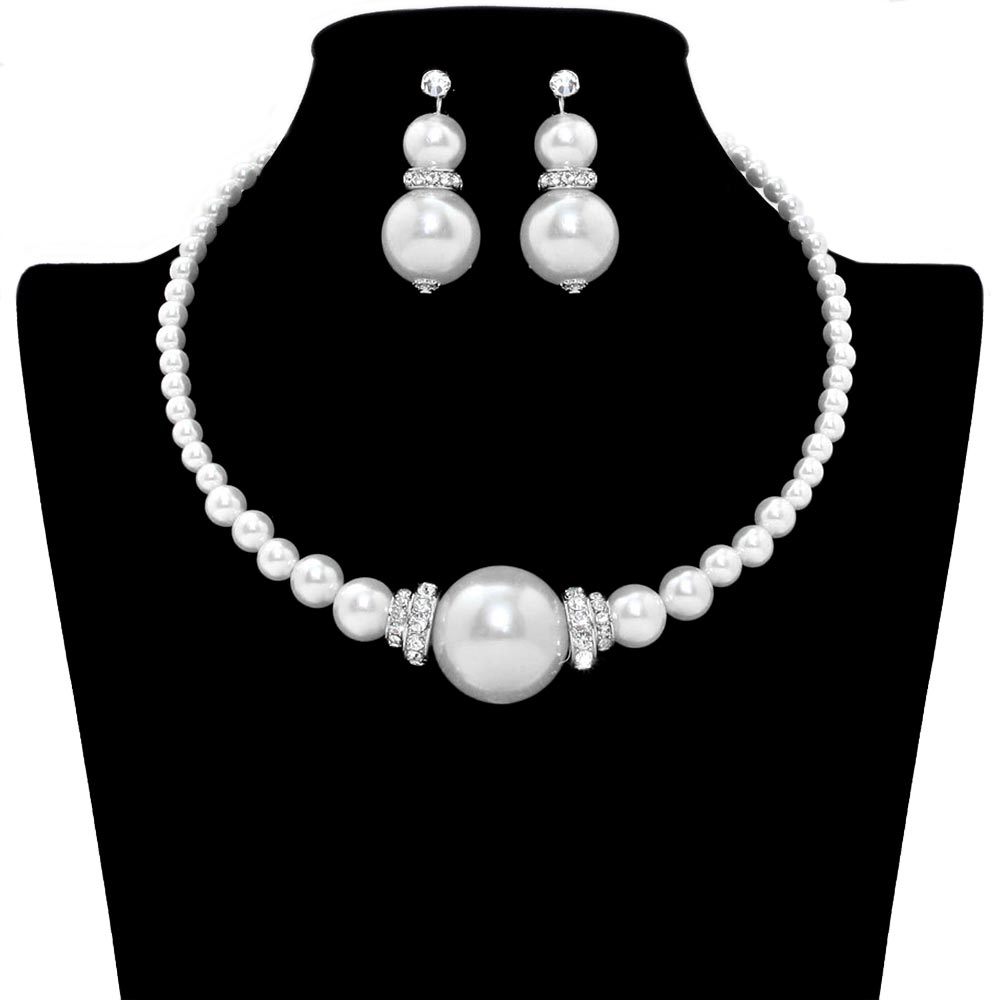 Pearl Necklace Earring Set by Madeline Love