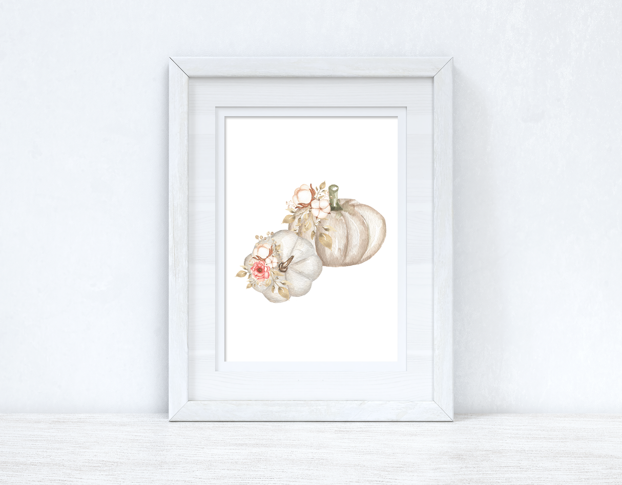 White Pumpkins Autumn Seasonal Wall Home Decor Print by WinsterCreations™ Official Store