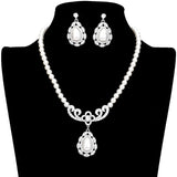 Rhinestone Embellished Teardrop Pearl Accented Necklace by Madeline Love