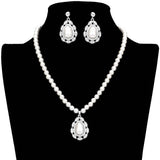 Rhinestone Embellished Teardrop Pearl Accented Necklace by Madeline Love